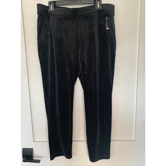 Chicos Women Pants XXL Black Velvet Pull On Pockets Capris/ Ankle Length - Picture 1 of 4